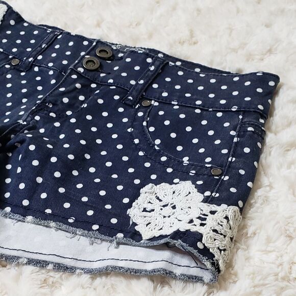 Hot Kiss Shorts Navy Polkadot & Lace - Picture 6 of 10